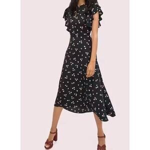Kate Spade Ditsy Begonia Flutter Floral Midi Dress Size 10